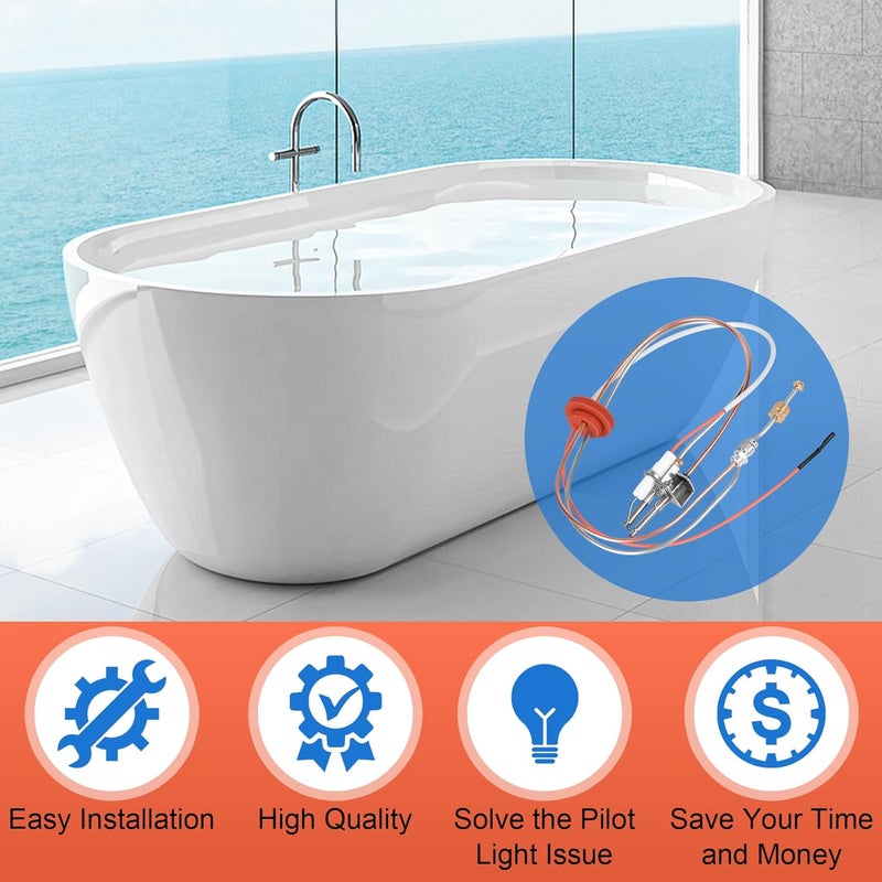 Inchoco Upgraded SP20075 Pilot and Igniter Assembly Replacement Kit Compatible with Rheem, GE, Richmond Water Heater Pilot Assembly Natural Gas Water Heater Parts Including Burner Door Gasket - Image 3